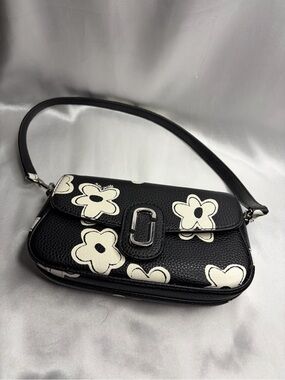 Marc Jacobs Clover Bag Black Floral Leather Shoulder Bag
